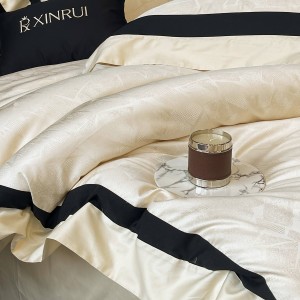 Light luxury senior satin lyocell cotton white bed linen exquisite king size house jacquard comforter cover bedroom bedding set wholesaler