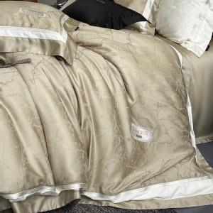 Elegant design full size jacquard adult pillowcases lyocell sateen comforter cover beige bedding set supplier