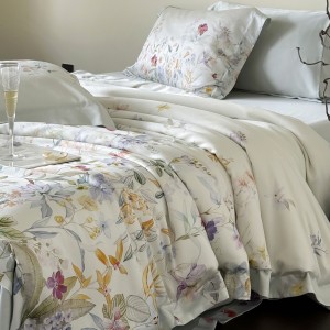 Hot selling lyocell 4-pieces textile ODM/OEM white coverlets digital printing bedsheets simple style bed linen bedding set wholesaler