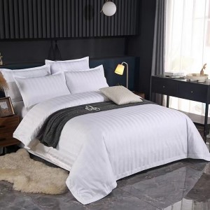 High-end new chain hotel four-piece set 40-count pure cotton satin strip five-star hotel hotel four-piece set