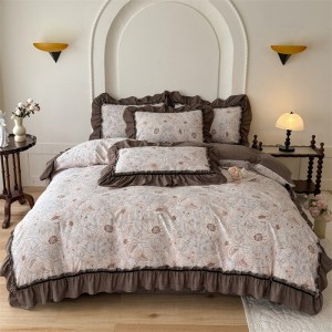 New autumn/winter retro high-end jacquard washed linen, linen, and cotton four-piece set