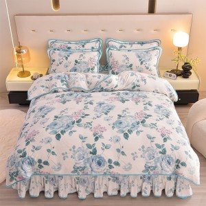 Bed Skirt Style Milk Fleece Four-Piece Bedding Set Mink Flannel Bedding Set