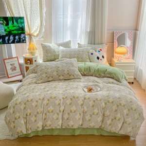 New milk velvet 4D color printing carved four-piece set