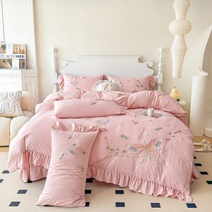 Chiffon cotton French applique heavy embroidery four-piece suit