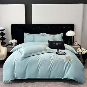 Exquisite pure cotton jet embroidery light luxury four-piece suit