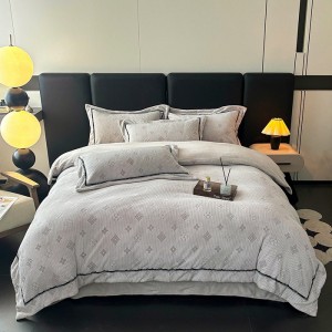 New high-weight milk velvet pressed line carved four-piece set