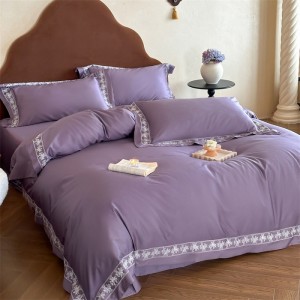 Pure color high-grade 50s double-strand long-staple cotton four-piece set