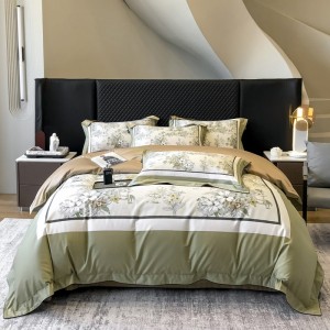 Elegant Lenzing Tencel Cotton Digital Print Wide-Brim Four-Piece Set
