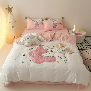 New puppy washed cotton applique embroidery four-piece set