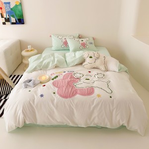 New puppy washed cotton applique embroidery four-piece set