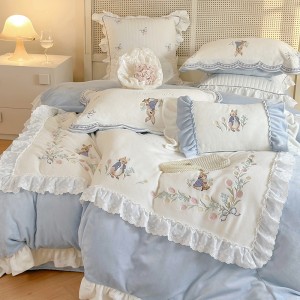 Cartoon animal series 100-count cloud soft cotton brushed four-piece set