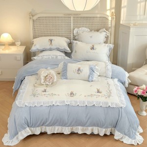 Cartoon animal series 100-count cloud soft cotton brushed four-piece set