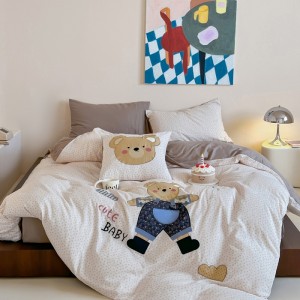 New all-cotton A-class double-layer yarn printed applique embroidery four-piece set