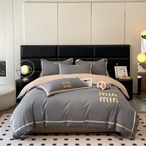 Atmospheric skin-friendly cotton ribbon embroidery light luxury four-piece suit