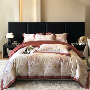 Elegant Lenzing Tencel Cotton Digital Print Wide-Brim Four-Piece Set