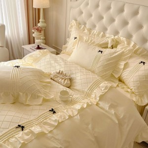 Korean Style Cotton Waffle Bow Four-Piece Set