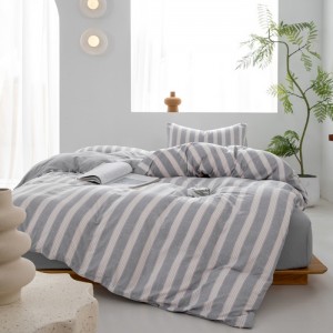 Stylish wide striped washed cotton four-piece set