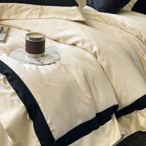 Light luxury senior satin lyocell cotton white bed linen exquisite king size house jacquard comforter cover bedroom bedding set wholesaler