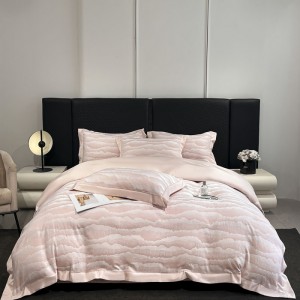 Two-color bright silk jacquard washed silk Tencel four-piece set