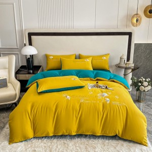 High-end protein cotton embroidery four-piece set