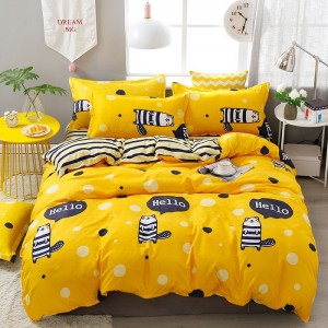 Skin-friendly aloe vera cotton polyester active printing four-piece set