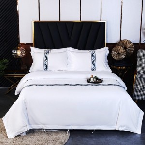 Star hotel guesthouse homestay webbing  striped brushed  pure white three-piece set four-piece set