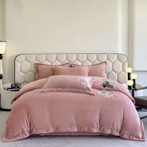 60g thickened full-process matte warm lace embroidery milk velvet four-piece set