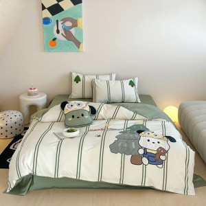 Household exquisite all-cotton cartoon applique embroidery four-piece set