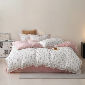 New double-layer gauze crinkled cotton trim Korean-style four-piece set