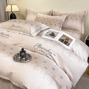 Thickened brushed cotton printed comforter quilt cover bed sheets four-piece bedding set