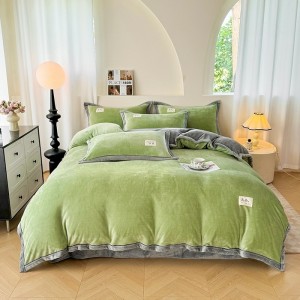 New high-weight solid-color milk velvet wide-brimmed crafted four-piece set