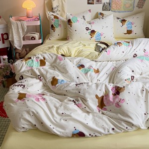 Soft new skin-friendly ultra-soft printed washed cotton four-piece set