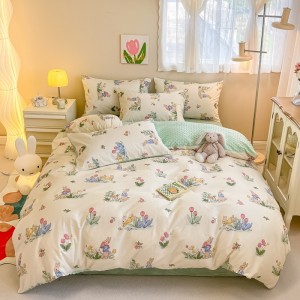 Cotton plus velvet bean velvet milk velvet four-piece set