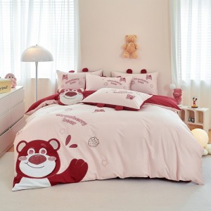 Double-strand long-staple cotton cartoon applique embroidery four-piece set