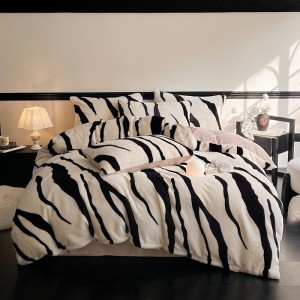 New high-end luxury fur velvet rabbit hair milk velvet printed four-piece suit