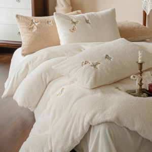 240g double-faced cashmere & teddy velvet embroidery four-piece bedding set