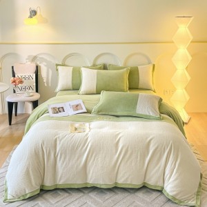 Household milk velvet light luxury wide-edge embroidery four-piece set
