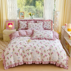 Skin-friendly Class A bubble cotton bed cover four-piece set