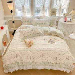 40s romantic twill cotton edge home four-piece set