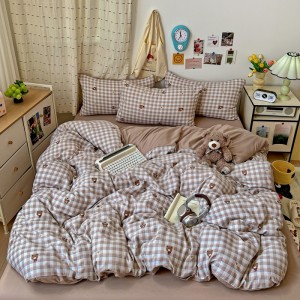Stylish cartoon print washed double-layered gauze four-piece set