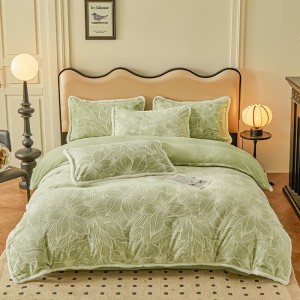 New milk velvet carved rabbit fur plush edging four-piece set