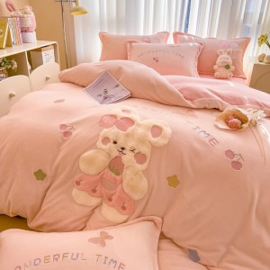 Exquisite new full matte applique embroidery polyester four-piece set