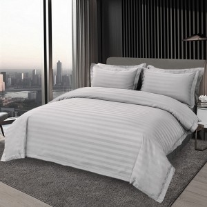Hotel linen white satin high weight brushed jacquard hotel four-piece set