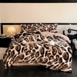 New high-end luxury fur velvet rabbit hair milk velvet printed four-piece suit