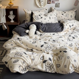 Exquisite and delicate skin-friendly ultra-soft printed washed cotton four-piece set