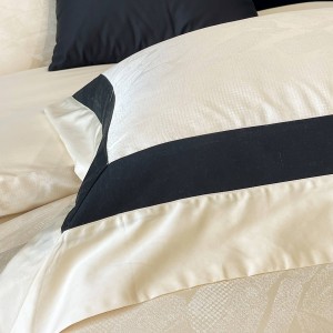 Light luxury senior satin lyocell cotton white bed linen exquisite king size house jacquard comforter cover bedroom bedding set wholesaler
