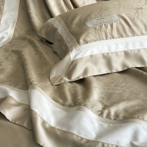 Elegant design full size jacquard adult pillowcases lyocell sateen comforter cover beige bedding set supplier