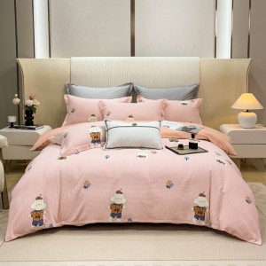 Brushed cotton four-piece set with digital printing and thickened brushed cotton