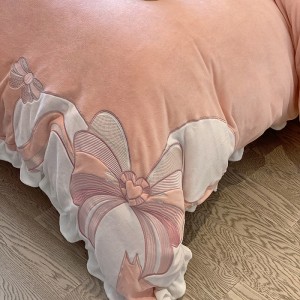 Milk velvet ruffle patch embroidery four-piece set