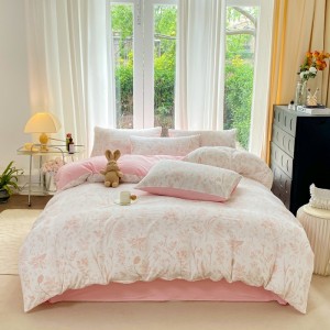 Washed cotton bubble cotton printed regular four-piece set